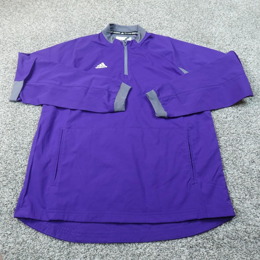Adidas Jacket Mens M Blue‎ Purple Windbreaker Pullover 1/4 Zip Coat Gym Training